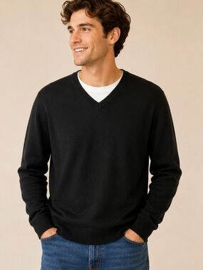 Armani Exchange A|X Men’s XL Black Henley Knit Sweater Lightweight Pullover